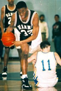 Chadwick Boseman playing basketball