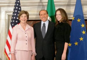 Barbara Bush With Her Mother & Former Italian Prime Minister Silvio Berlusconi