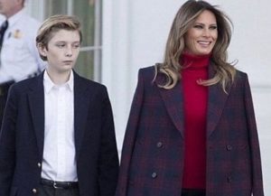 Barron Trump with his mother Melania Trump