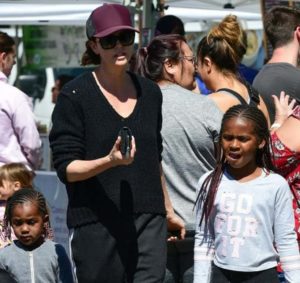 Charlize Theron with her kids