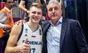 Luka Doncic with his father