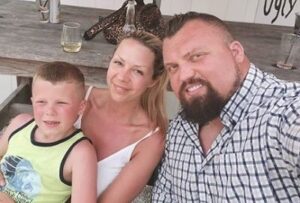 Eddie Hall with his wife & son