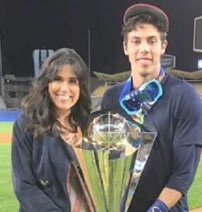 Christian Yelich with his mother