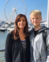 Carson Lueders with his mother