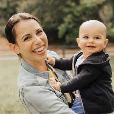 Laura Bailey with her son