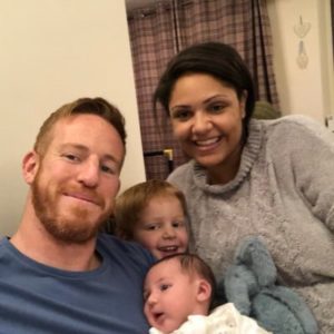 Adam Rooney with his wife & kids