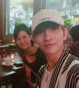 Joshua Hong with his mother