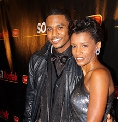 Trey Songz with his mother