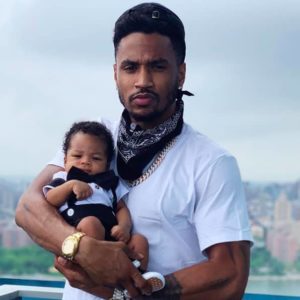 Trey Songz with his son