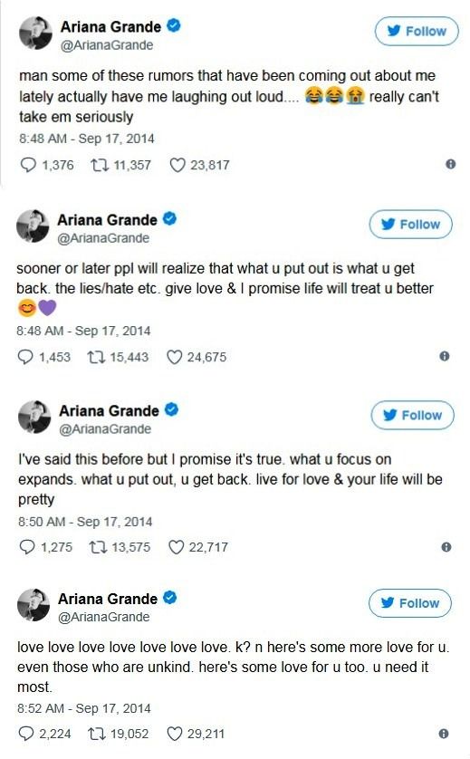 Ariana Grande Tweet After Abusing Fans Incident