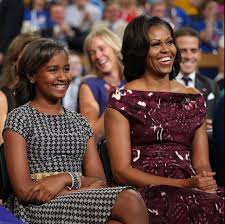 Sasha Obama with her mother