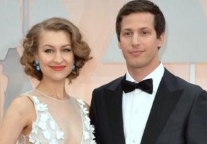 Andy Samberg with his wife