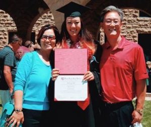 Michelle Wie with her parents