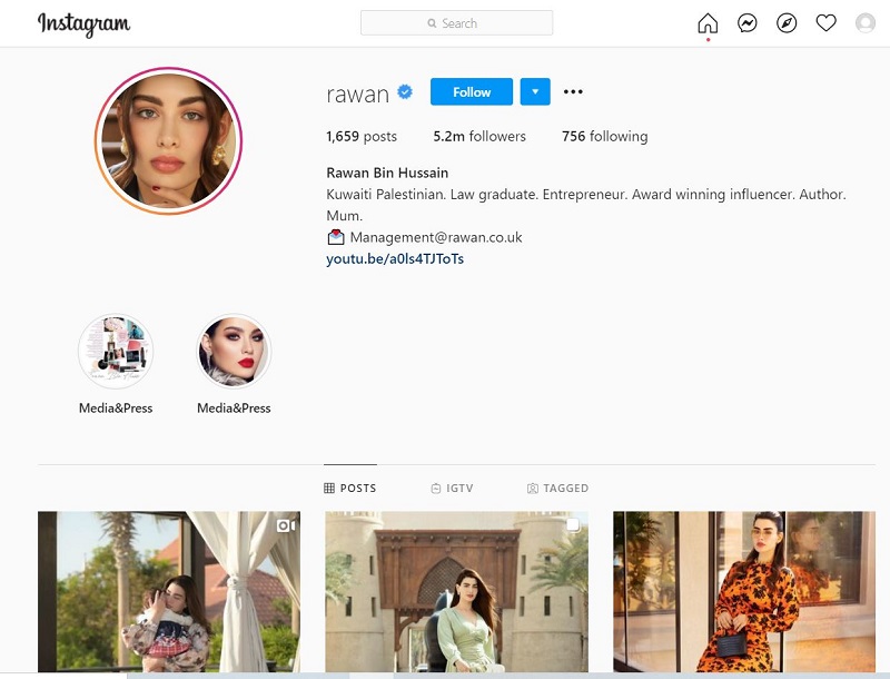 Rawan Bin Hussain is an Instagram star with more than 5.2 million followers