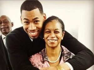 Mike Johnson with his mother